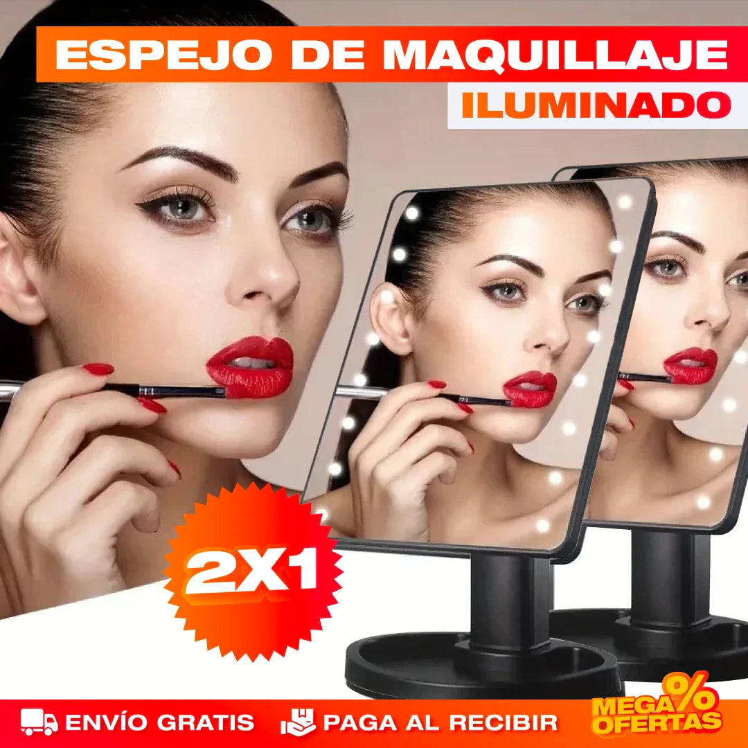 Espejo de Maquillaje con Iluminación LED – Promo 2x1