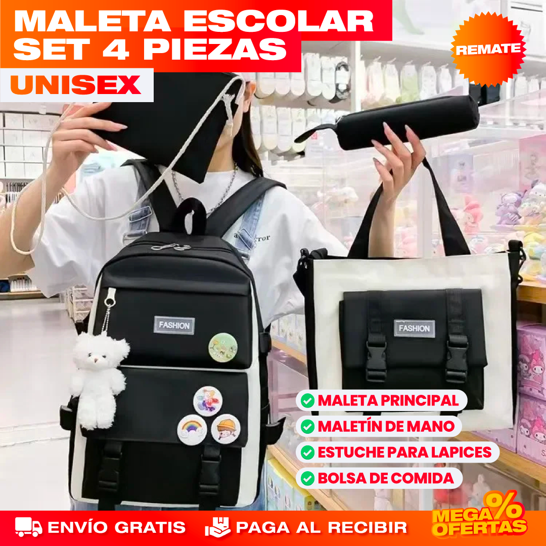 Maleta Escolar Unisex – Set 4 en 1