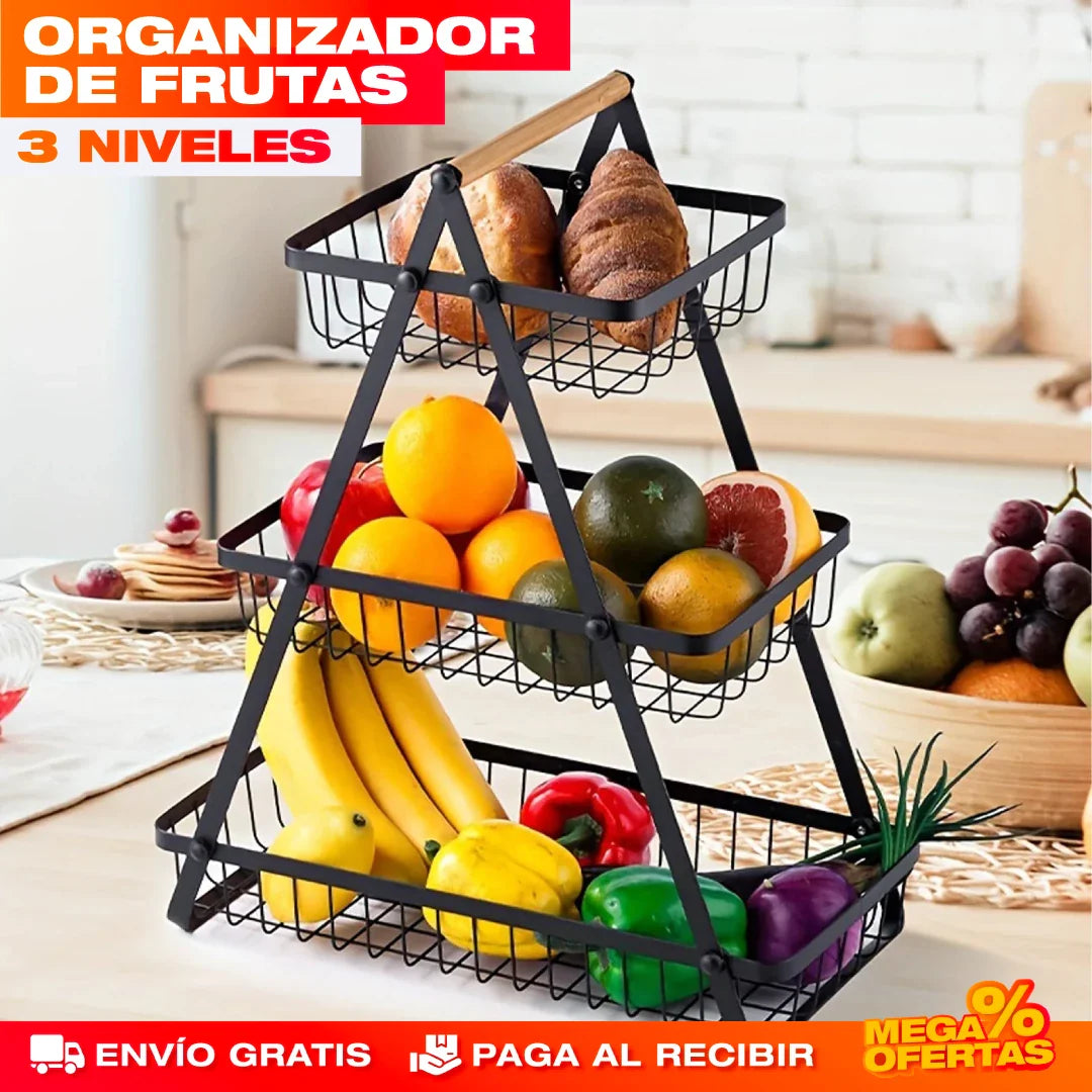 Organizador de Frutas de 3 Niveles – 3 Cestas