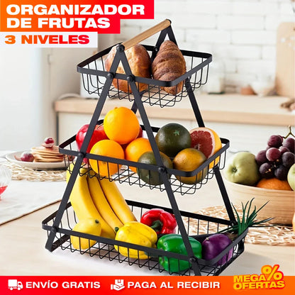 Organizador de Frutas de 3 Niveles – 3 Cestas