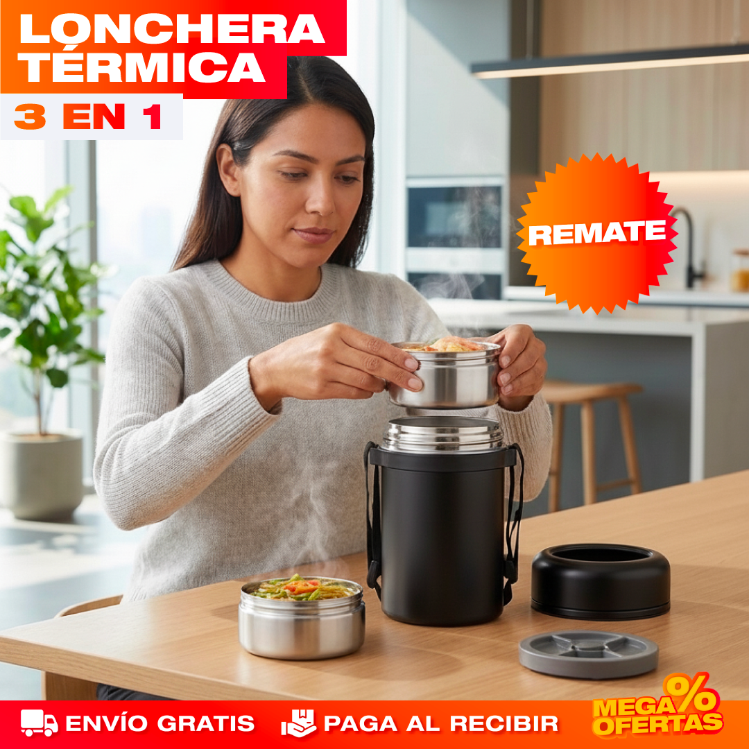 Lonchera Térmica 3 en 1 de Acero Inoxidable