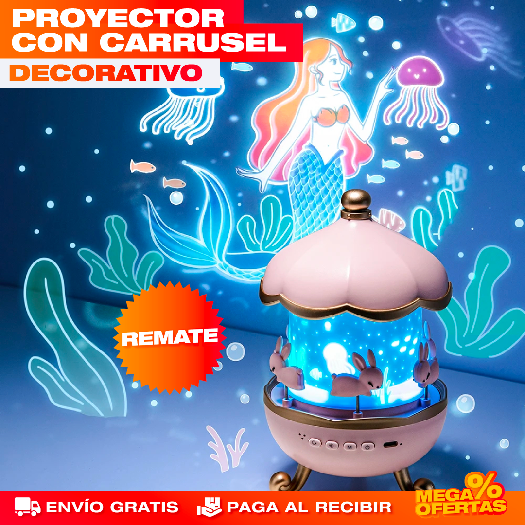 Proyector con Carrusel Decorativo – 12 Películas Temáticas