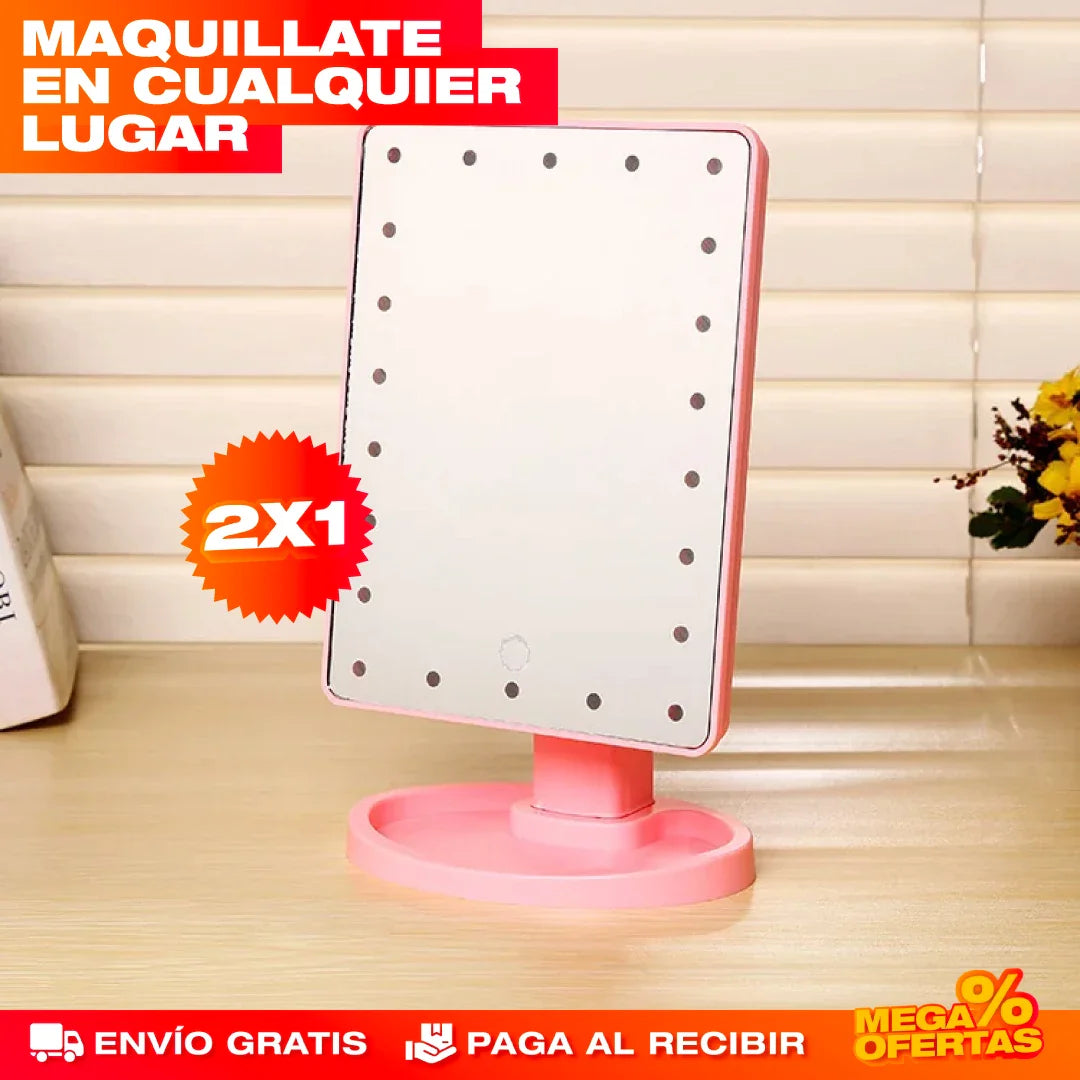 Espejo de Maquillaje con Iluminación LED – Promo 2x1
