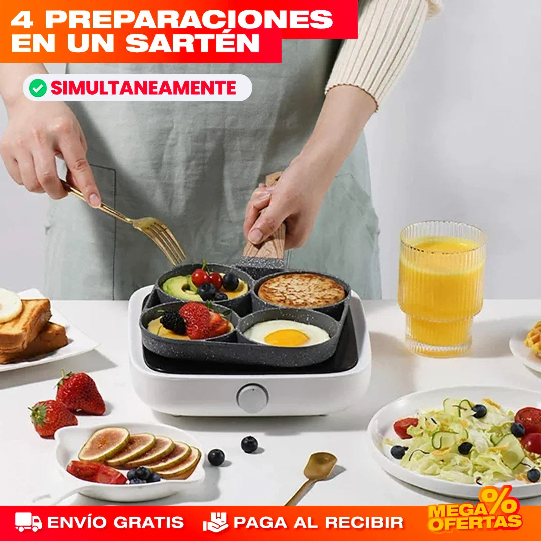 Sartén Antiadherente de 4 Puestos