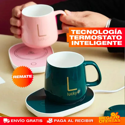 Set Taza Calentador de Lujo