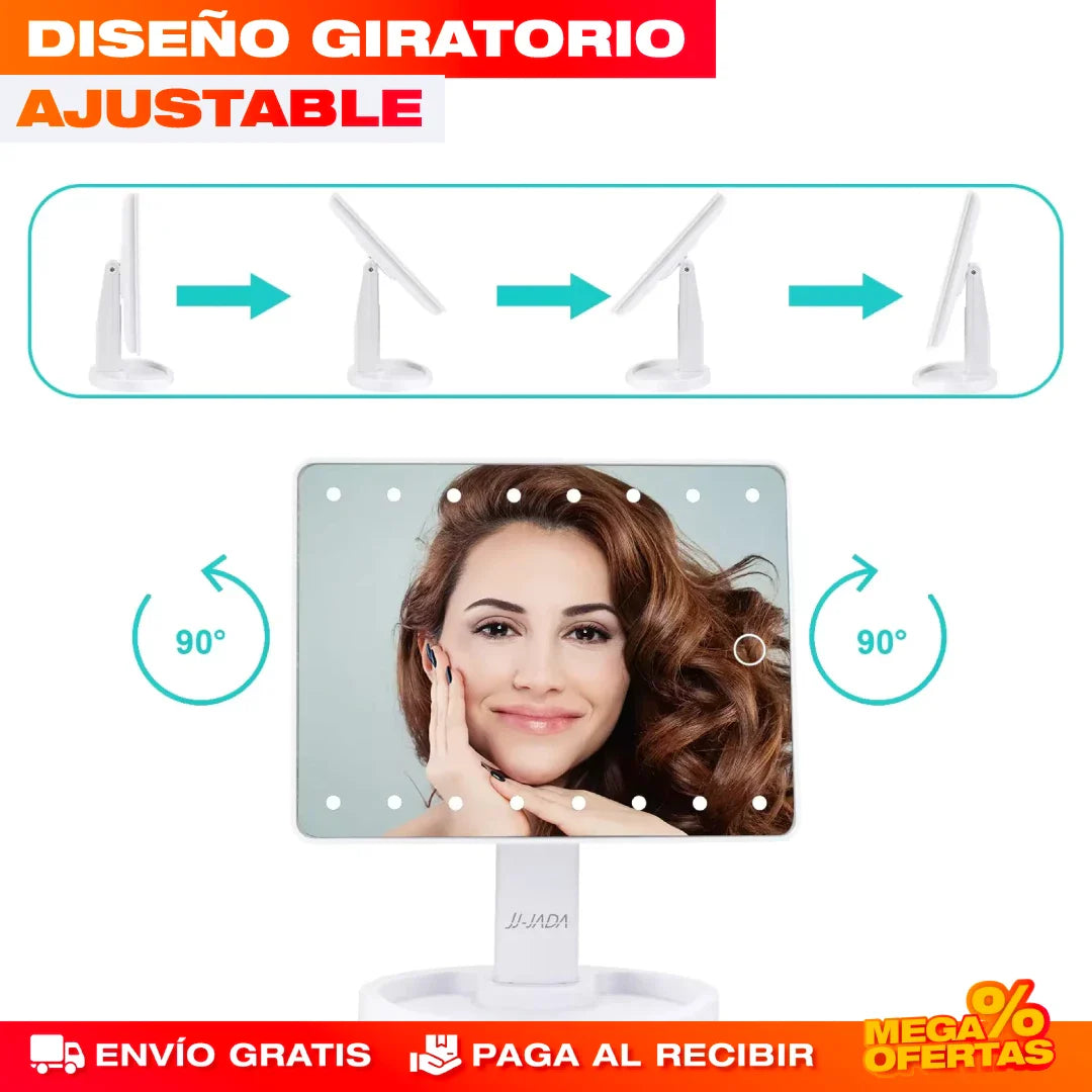 Espejo de Maquillaje con Iluminación LED – Promo 2x1