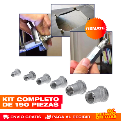 Juego de Tuercas Remachables – 190 Piezas