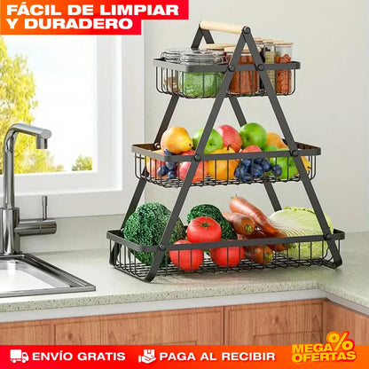 Organizador de Frutas de 3 Niveles – 3 Cestas