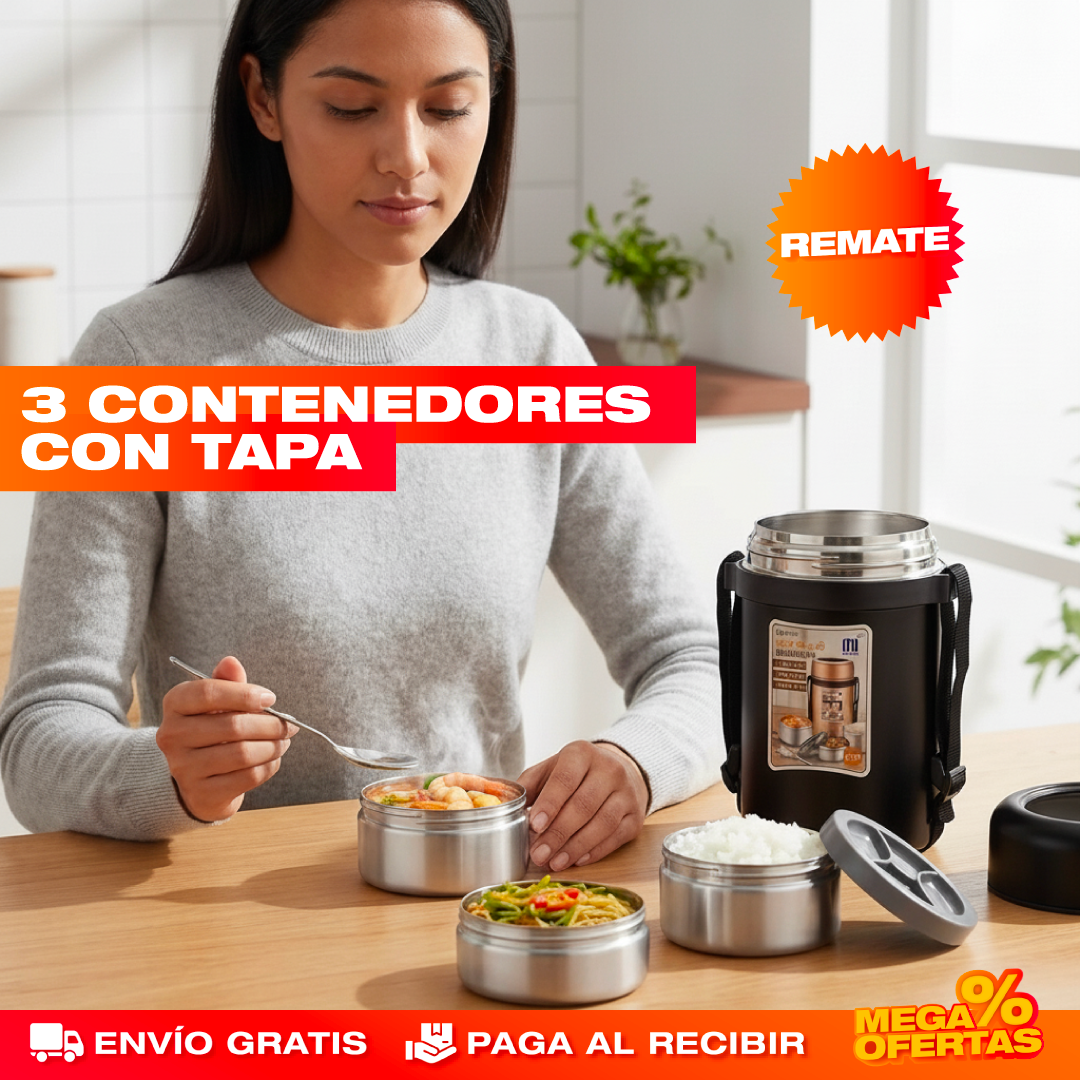 Lonchera Térmica 3 en 1 de Acero Inoxidable
