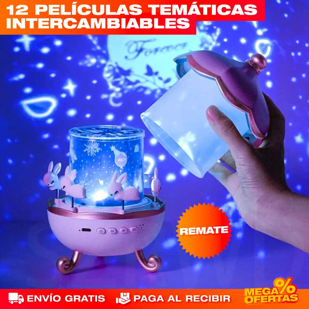 Proyector con Carrusel Decorativo – 12 Películas Temáticas