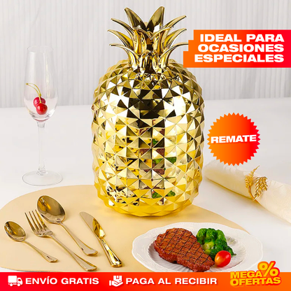 Juego de Cubiertos Dorado Forma de Piña – 24 Piezas