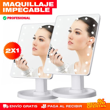 Espejo de Maquillaje con Iluminación LED – Promo 2x1