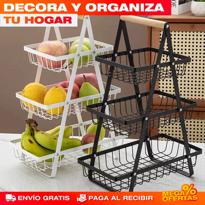 Organizador de Frutas de 3 Niveles – 3 Cestas