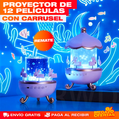 Proyector con Carrusel Decorativo – 12 Películas Temáticas