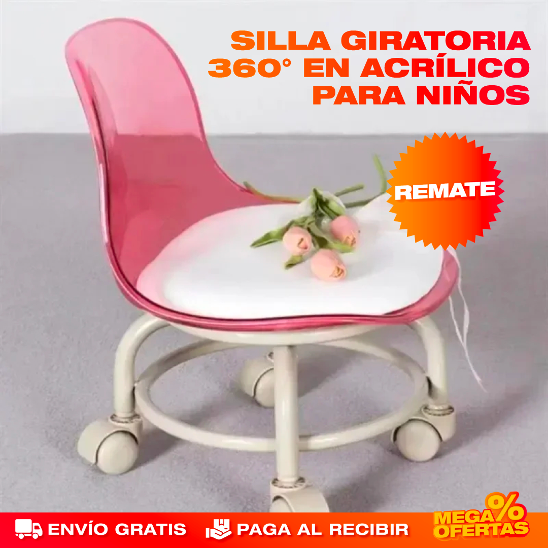 Silla Baja Giratoria 360° en Acrílico para Niños y Adultos