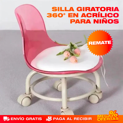 Silla Baja Giratoria 360° en Acrílico para Niños y Adultos