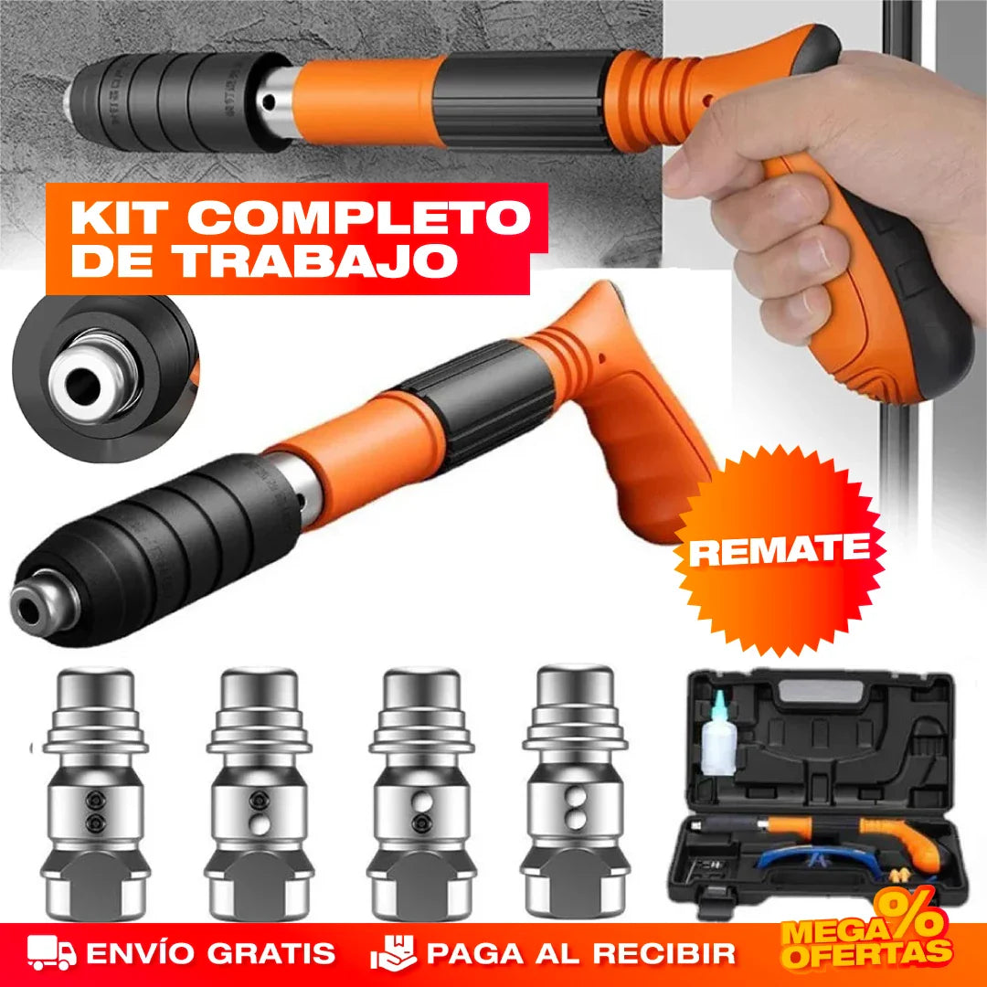 Pistola de Clavos de Acero + Kit 60 Remaches
