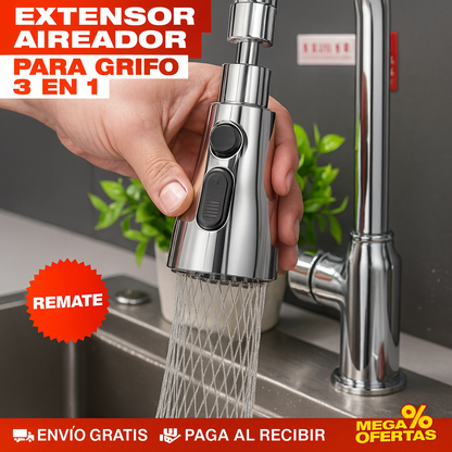 Aireador y Extensor 3 en 1 para Grifo
