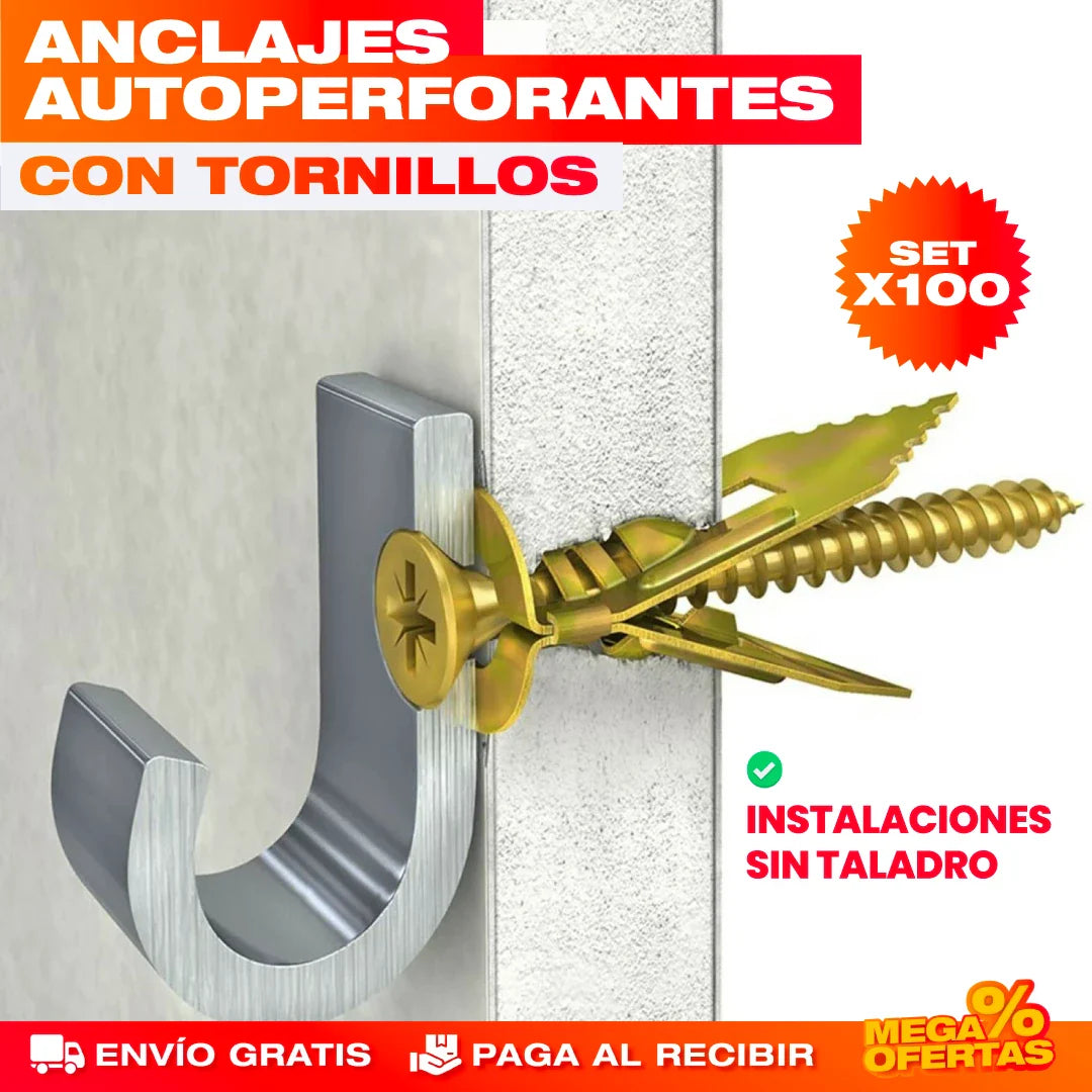 Anclajes Autoperforantes con Tornillos – Set x100