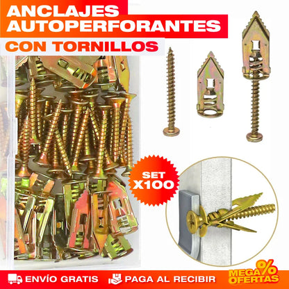 Anclajes Autoperforantes con Tornillos – Set x100