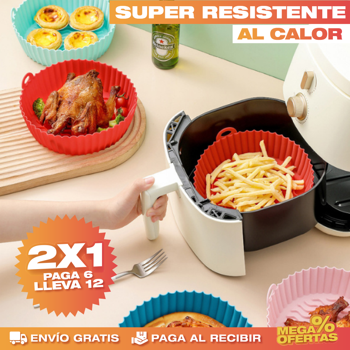 Set de 6 Canastas de Silicona para Air Fryer – Promo 2x1