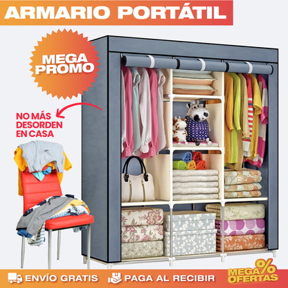 Closet Portátil de 3 Compartimientos – Tamaño Grande