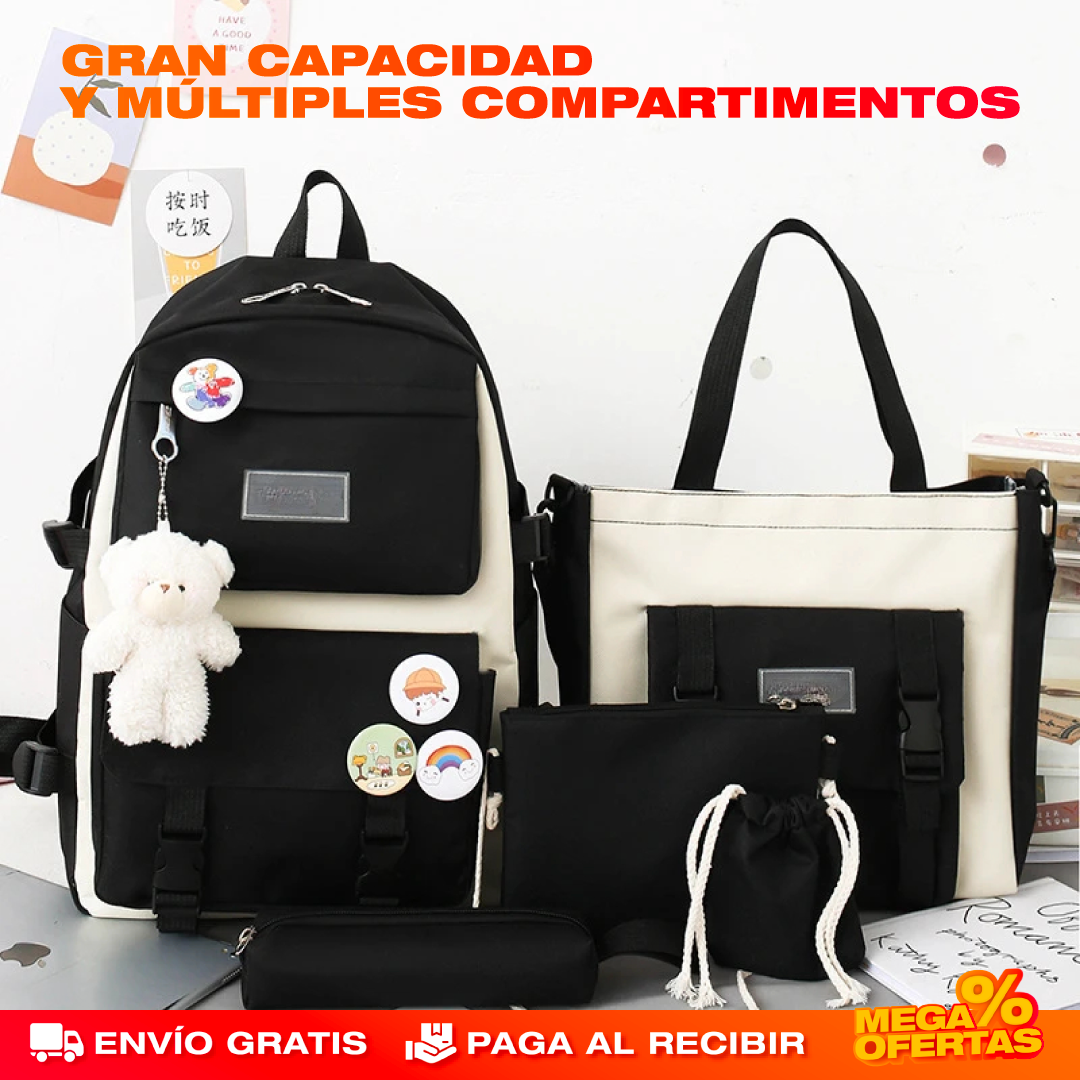 Maleta Escolar Unisex – Set 4 en 1