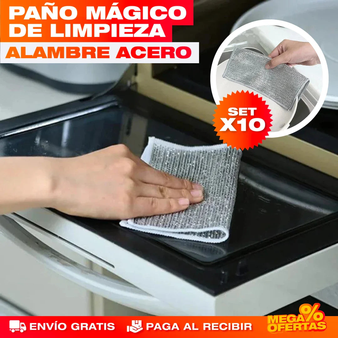 Paños Mágicos con Acero Inoxidable para Cocina – Set x10