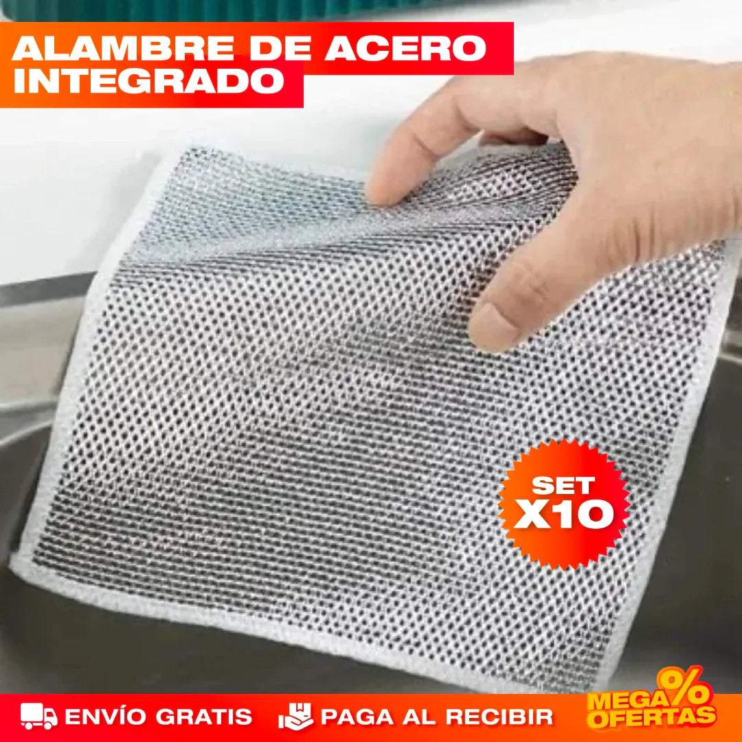 Paños Mágicos con Acero Inoxidable para Cocina – Set x10