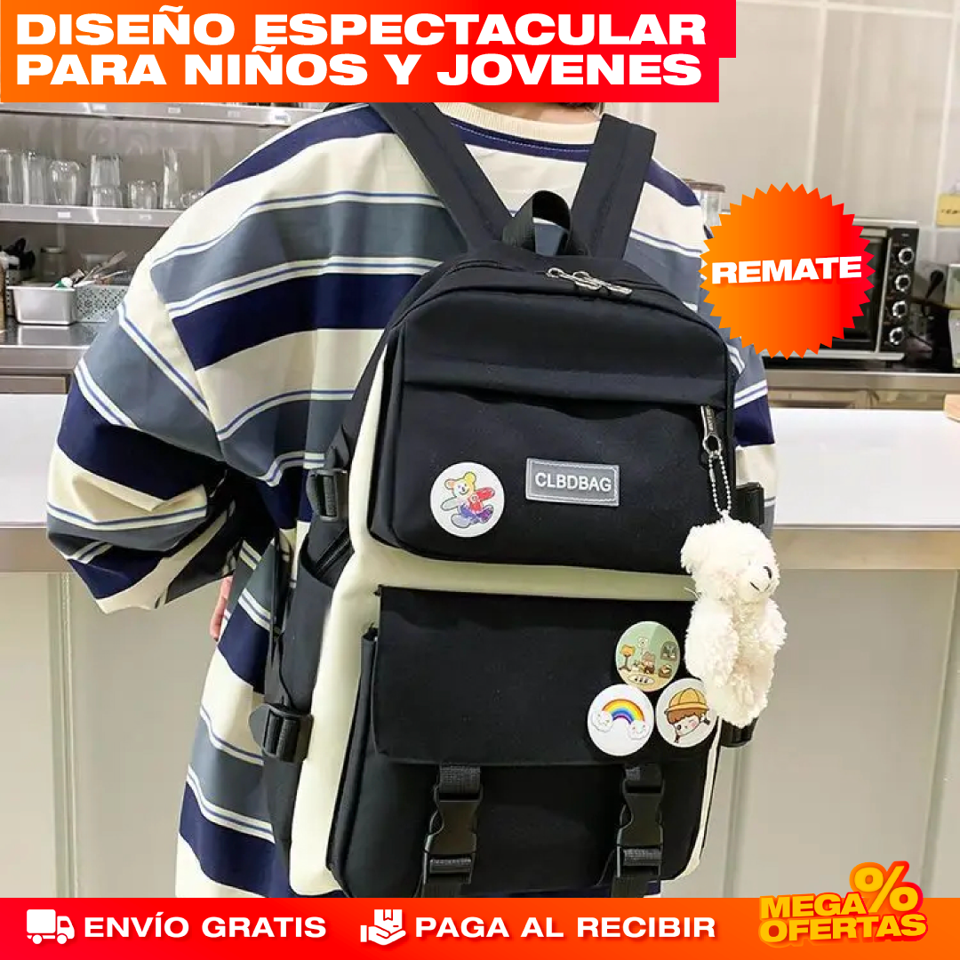 Maleta Escolar Unisex – Set 4 en 1