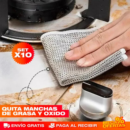 Paños Mágicos con Acero Inoxidable para Cocina – Set x10