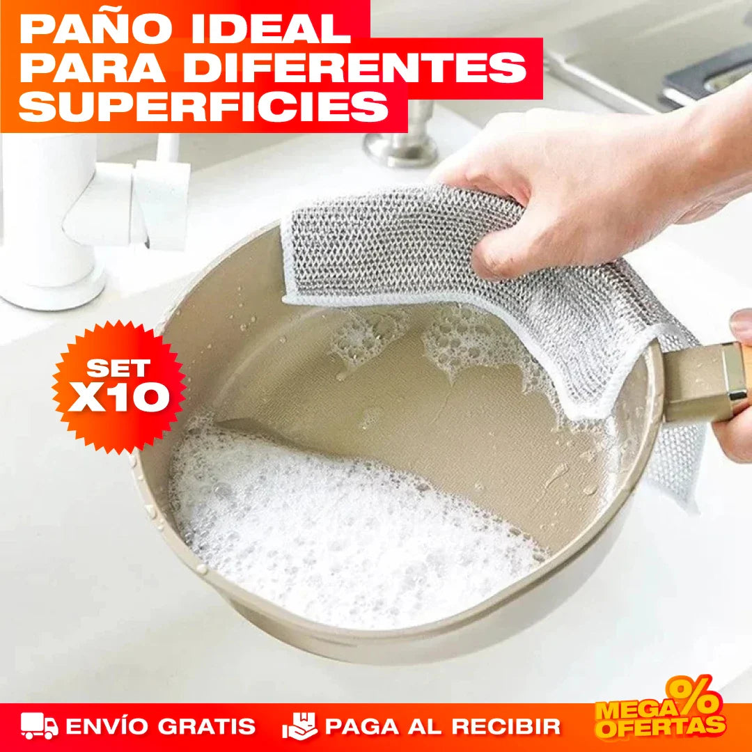 Paños Mágicos con Acero Inoxidable para Cocina – Set x10