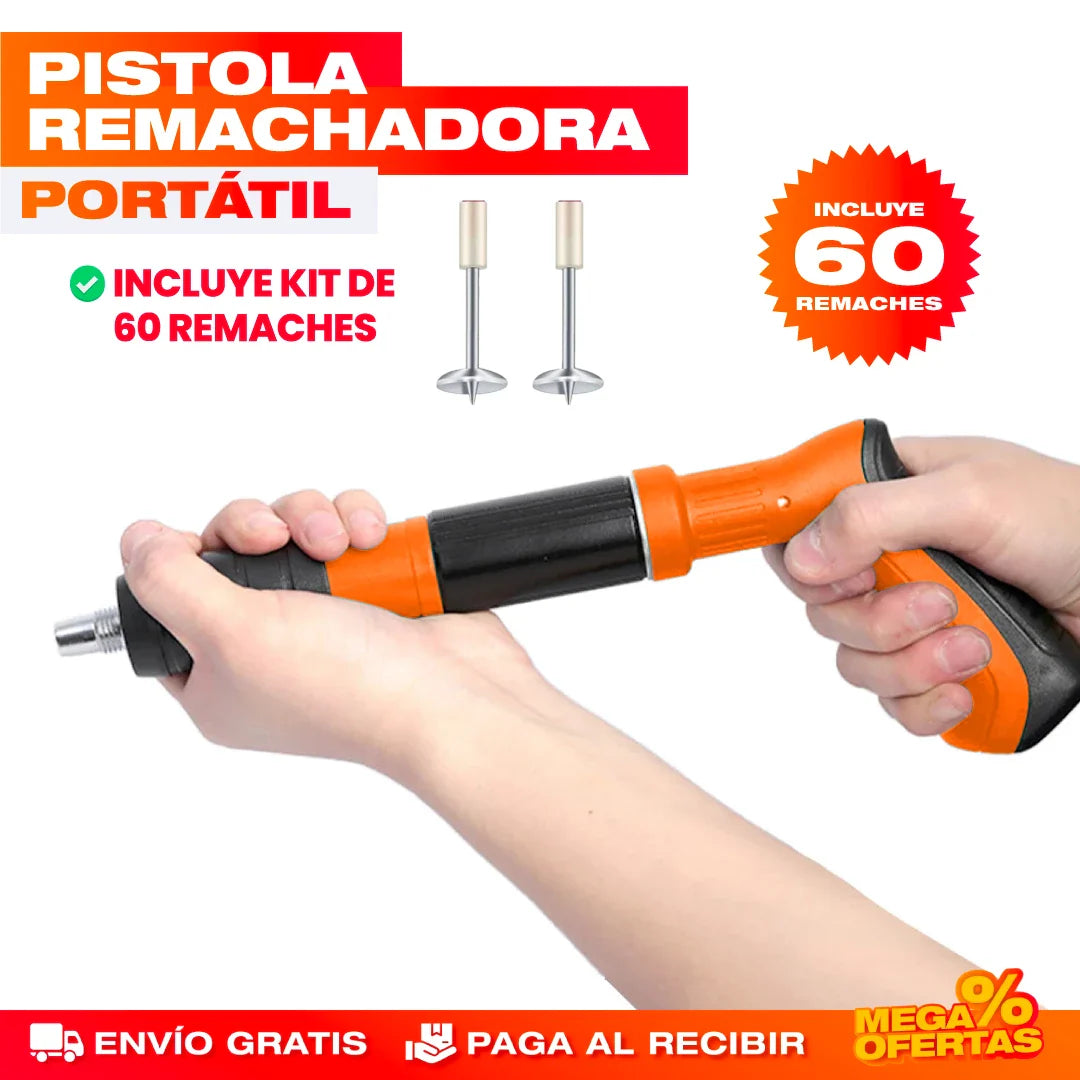 Pistola de Clavos de Acero + Kit 60 Remaches